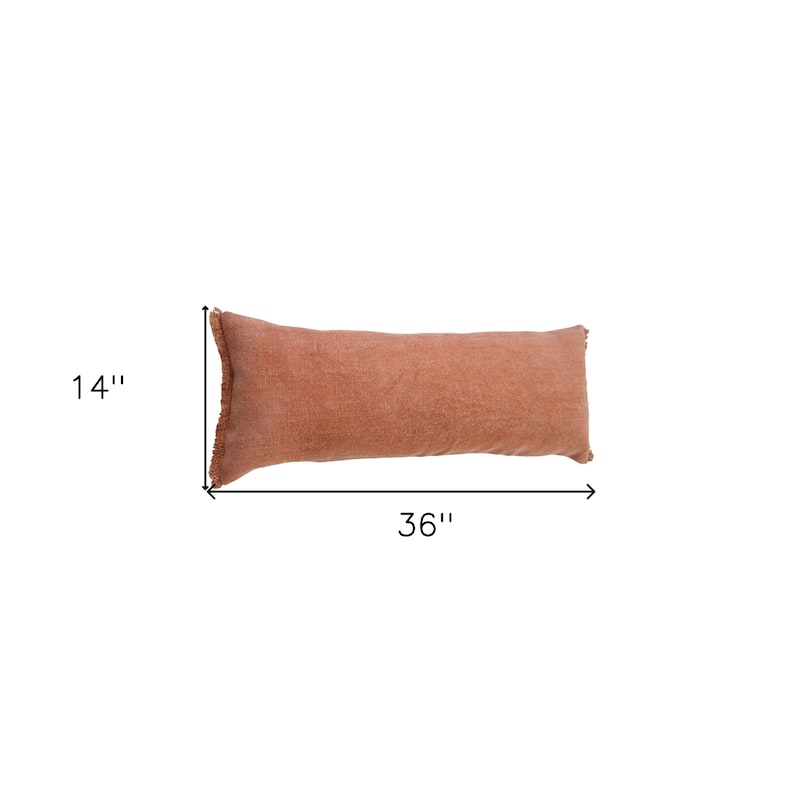 HomeRoots 14" X 36" Adobe Orange 100% Cotton Zippered Pillow