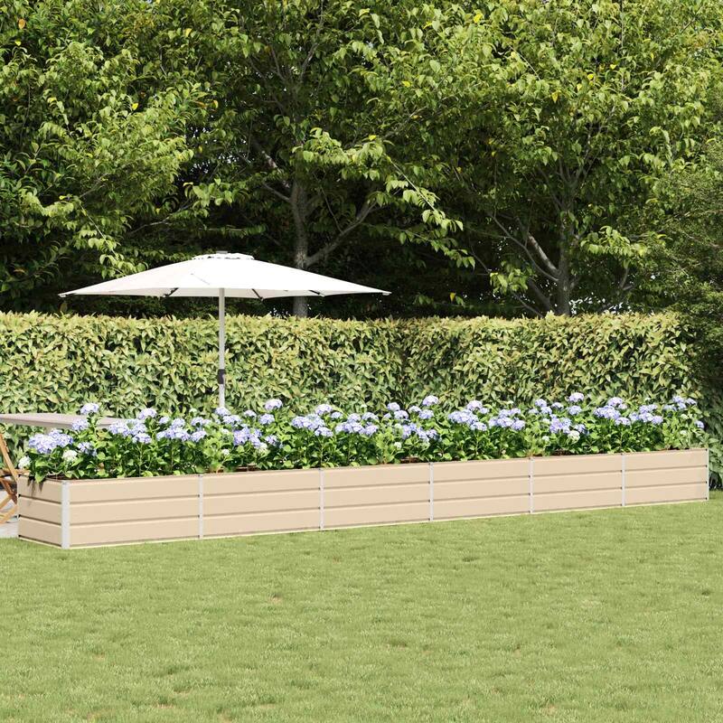 vidaXL Planter in Steel - 62.99 x 31.50 x 17.72 - Off-White - 236.22 x 31.50 x 17.72 in