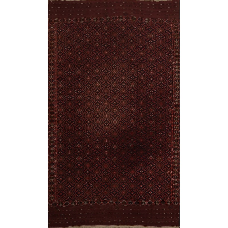 Hand Knotted Oriental 100% Wool Carpet Traditional All-Over Red Sumak Area Rug - 10' 7'' X 6' 9''
