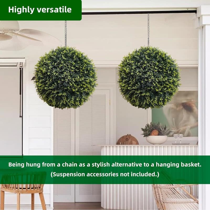 Artificial Cedar Topiary Plant Balls Set of 2 for Home Wedding Decor