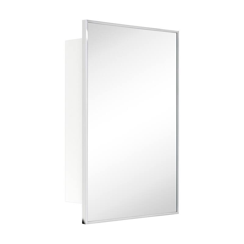 TEHOME Velin Recessed and Surface Mount Bathroom Medicine Cabinet with Mirror Square Cornered Metal Framed Rounded Rectangle - 17.5" x 29" - Chrome
