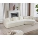 preview thumbnail 2 of 14, Creamy White Upholstered Sectional Sofa Modular 3 Seat Curved Sofa Couch - 3 Seater