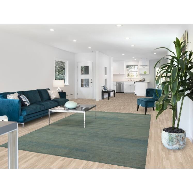 Oriental Green & Blue Modern Gabbeh Area Rug Handmade Wool Carpet - 6'6" x 9'9"
