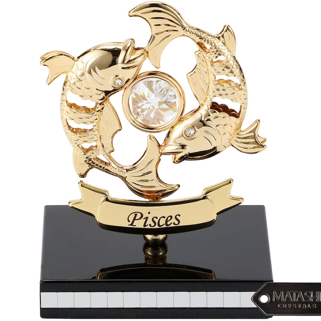 Matashi 24K Gold Plated Zodiac Astrological Sign Pisces Figurine