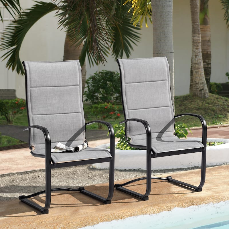 Textilene Patio Dining Chair Set of 2, Powder-coated Iron Fram