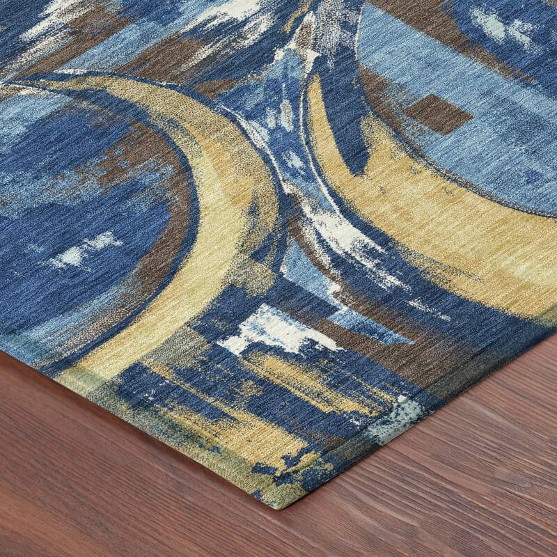 Machine Washable Indoor/ Outdoor Modern Erie Chantille Rug