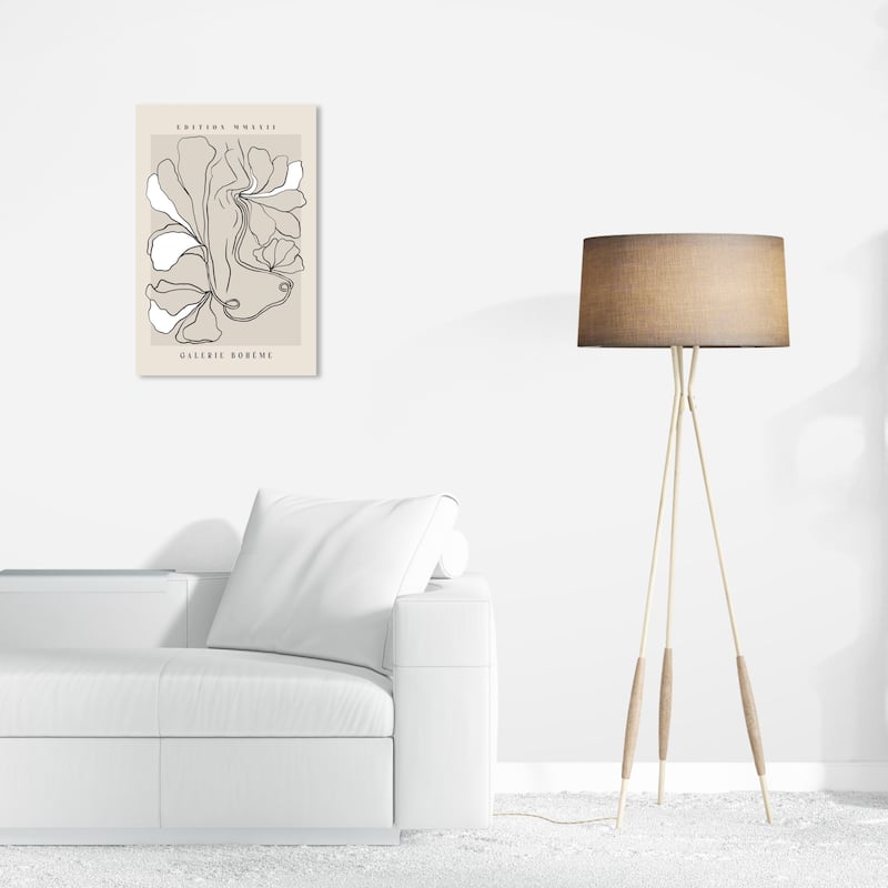 Wynwood Studio Canvas Floral and Botanical Nature takes a Step Black and Taupe Modern & Contemporary Wall Art Canvas Print - 24 x 16