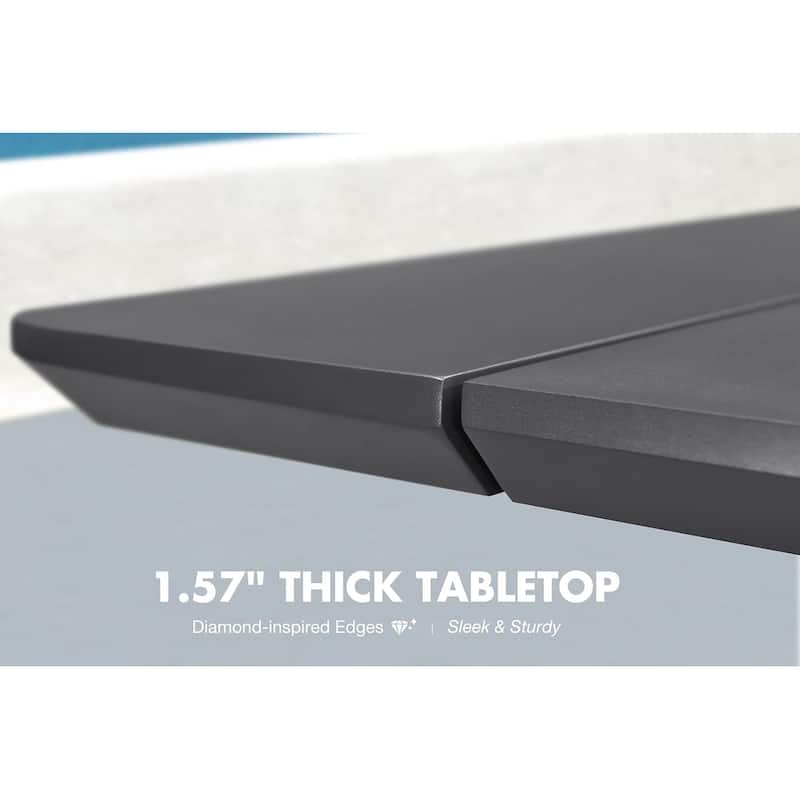 PURPLE LEAF Santorini U-Shaped 8 Piece Grey Sofa with Ottoman and Cushion for Garden Outdoor Patio Conversation Set - 8Piece