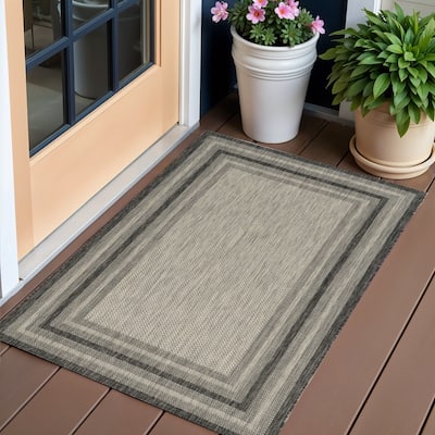 Haz Stripe Weather Resistant Timeless Grace Outdoor Rug - 3' X 4'
