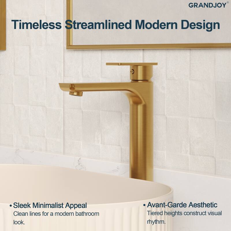 GRANDJOY Modern Vessel Sink Faucet with Spot Resistant Surface