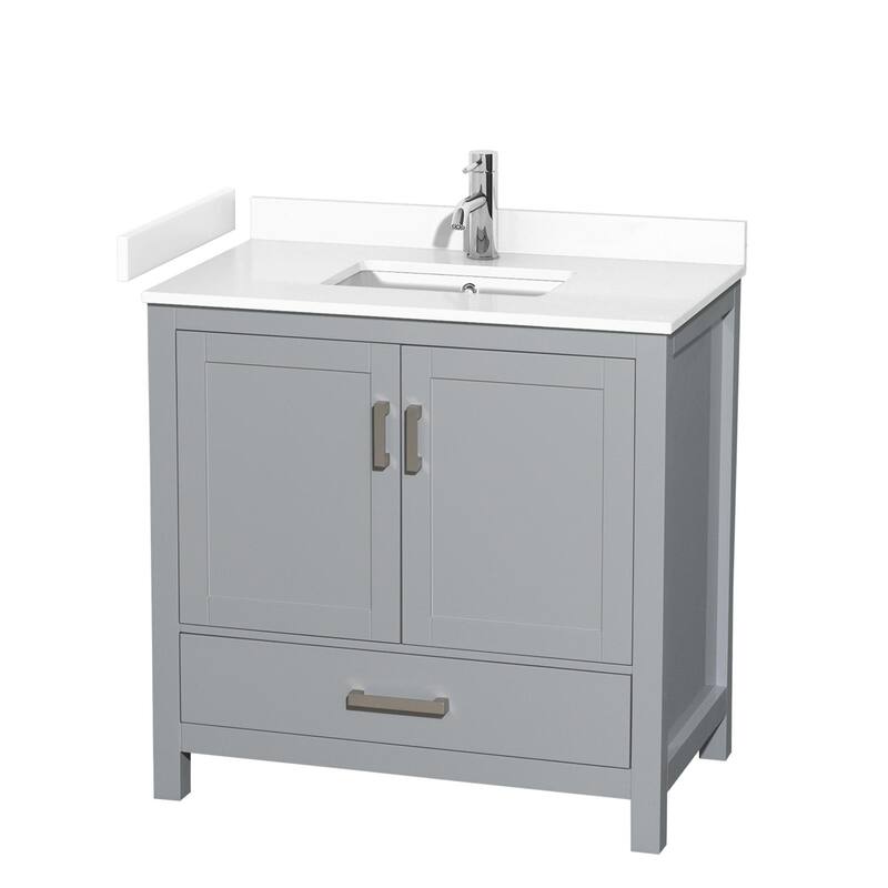 Wyndham Collection Sheffield 36" Single Bathroom Vanity, Carrara - Gray / White Cultured Marble Top / Brushed Chrome