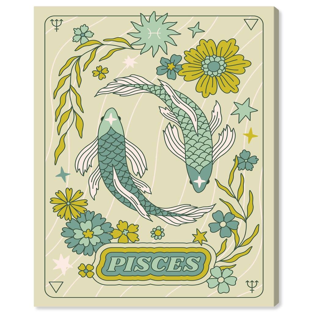 Pisces Stars Card Canvas by Art Remedy, Gallery Wrapped