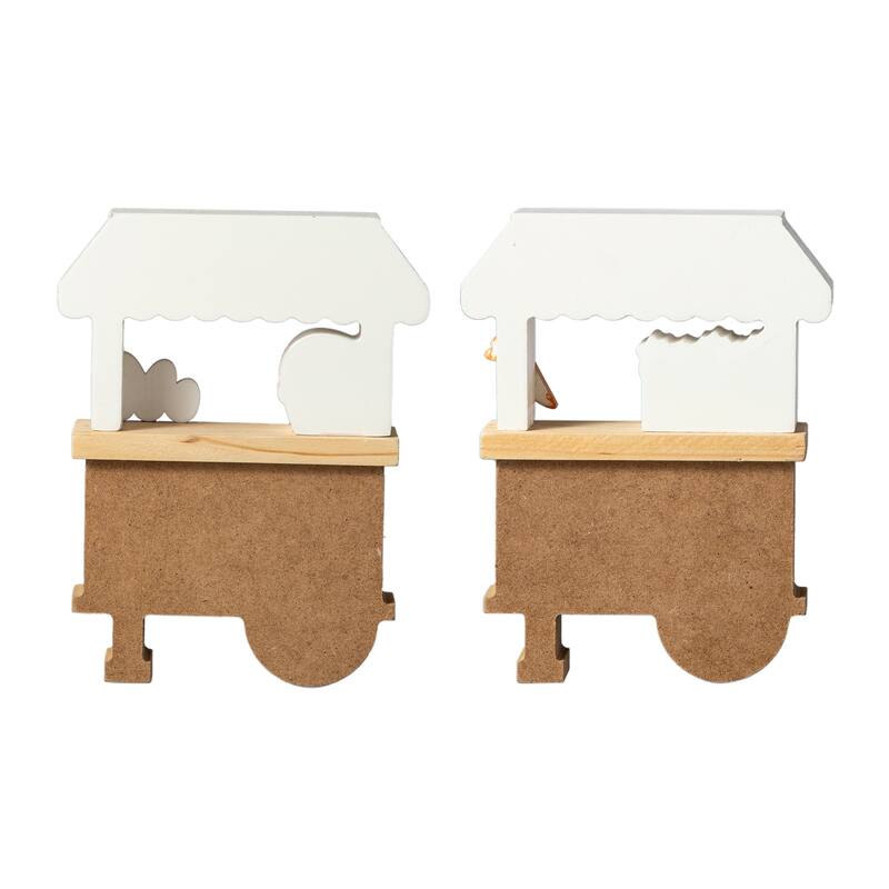 Glitzhome 6"H Set of 2 Easter Wooden Booths Table Decor