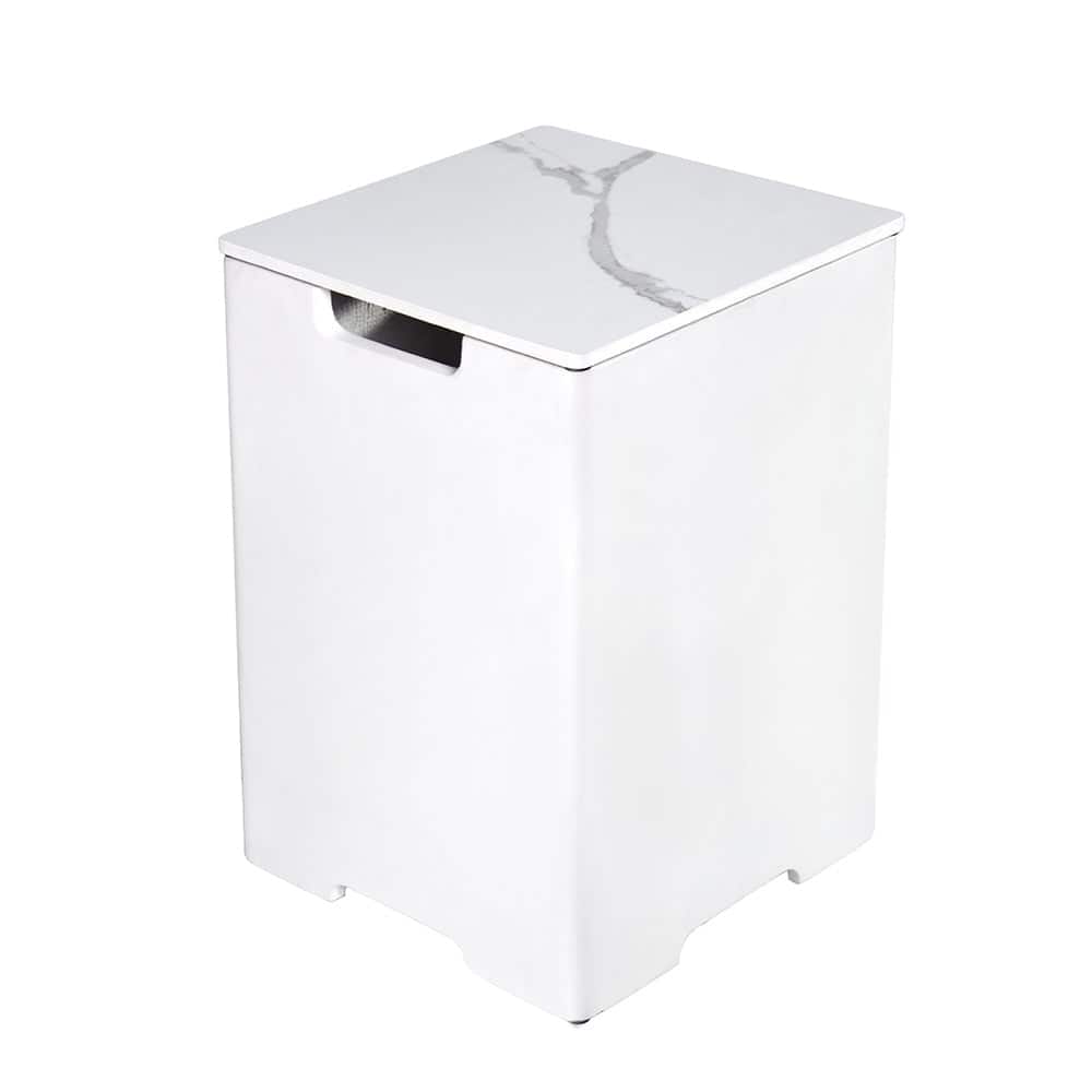 Elementi Plus Square Propane Tank Cover Hideaway Storage Box with Marble Porcelain Top - 15.9 x 15.9 Inches