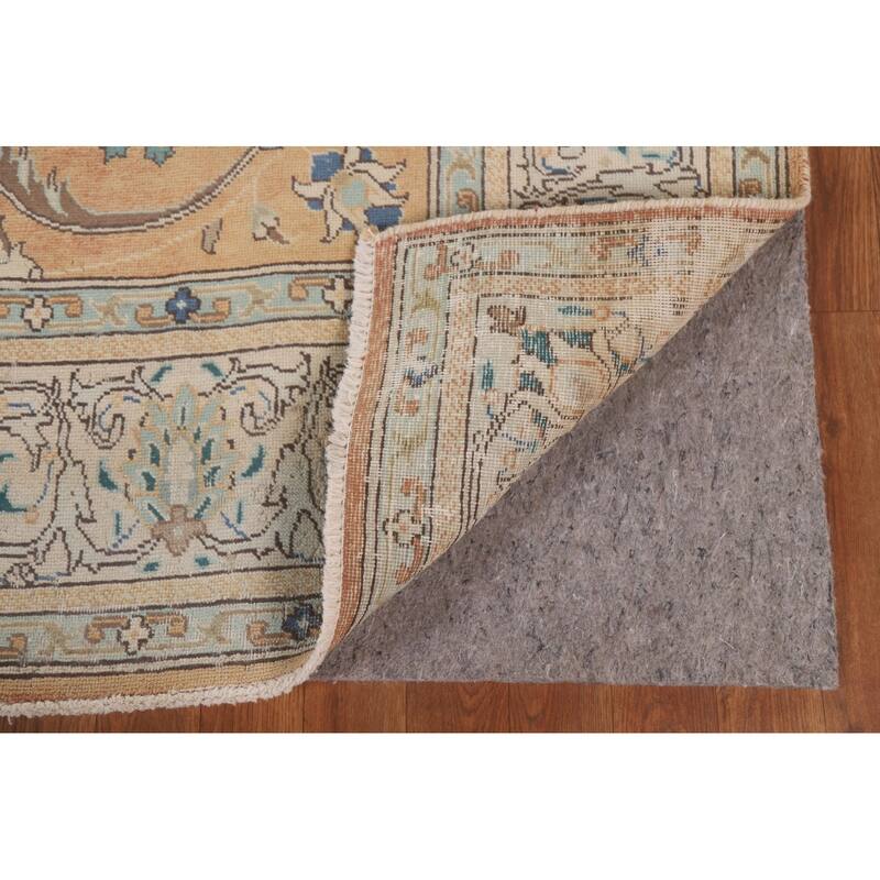 Hand Knotted Oriental 100% Wool Carpet Traditional All-Over Oranges & Rust Tabriz Area Rug - 11' 1'' X 7' 3''