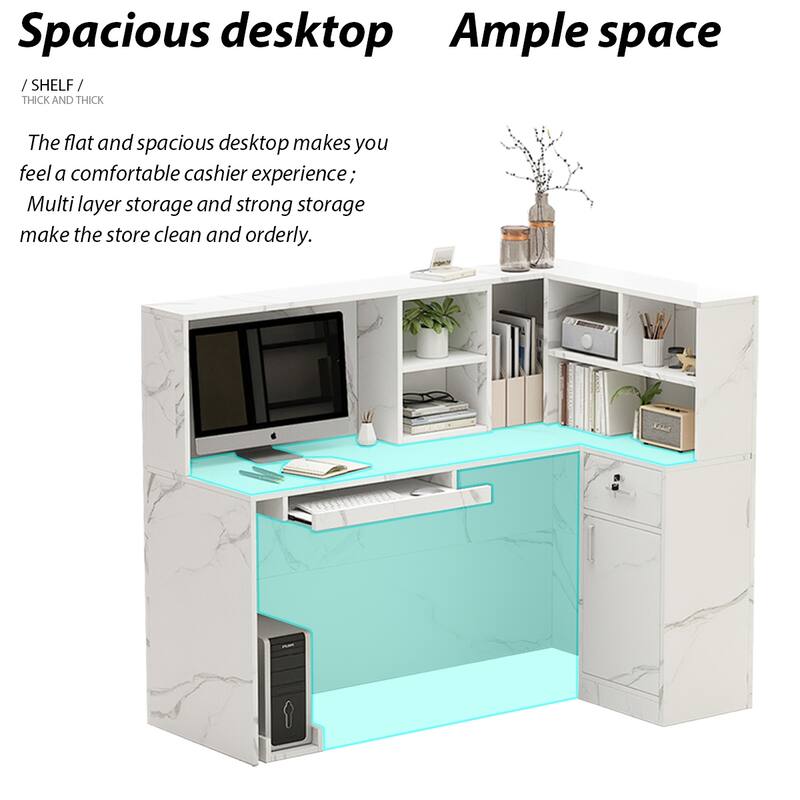 L-Shape Wood Reception Desk Office Computer Desk