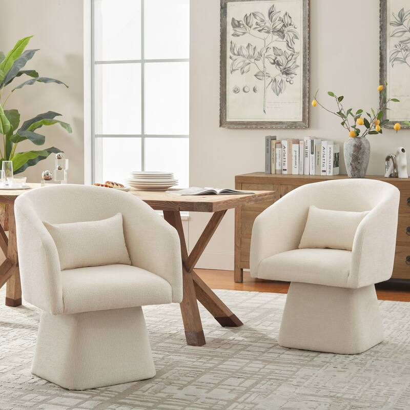 360° Swivel Barrel Fabric Upholstered dining chair with Pillow