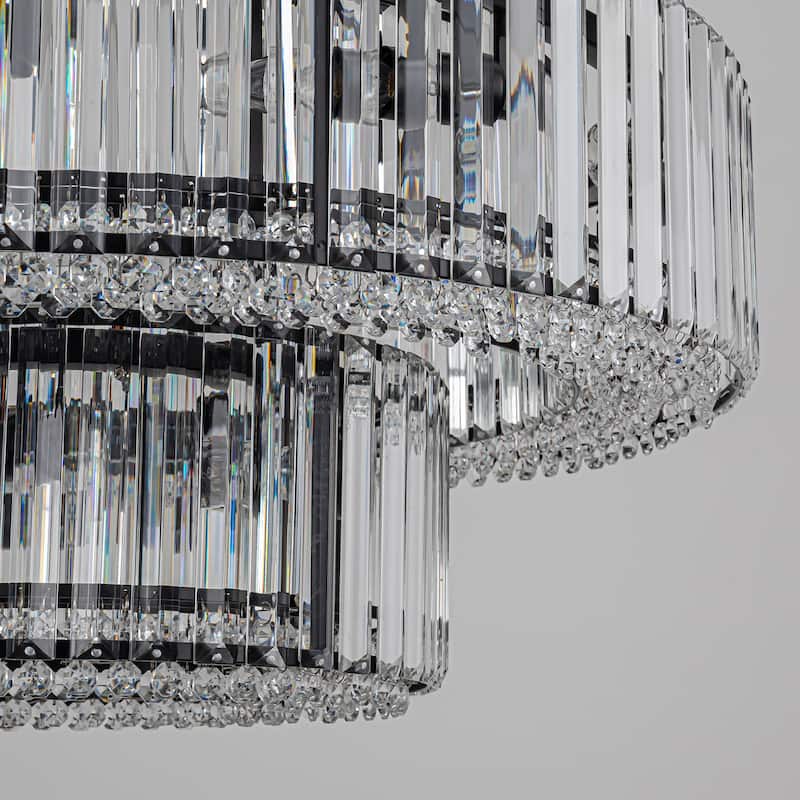 OYIPRO 6/8/12-Light Modern Round Crystal Chandelier Drum Shape Pendant Light for Kitchen Island
