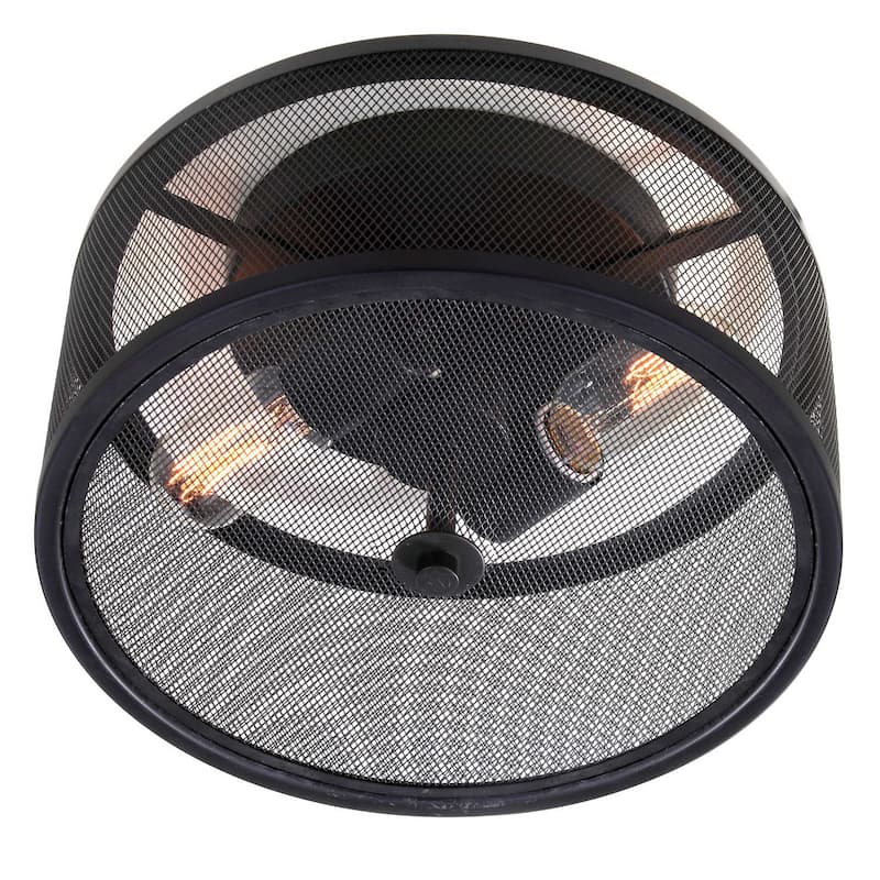 SAFAVIEH Lighting Jayne 2-Light Black Flush Mount - 11.75" x 11.75" x 6.5" - 12Wx12Dx7H