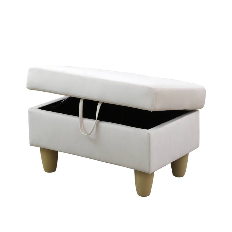 KISRAIS 28.5" Wide Upholstered Storage Ottoman