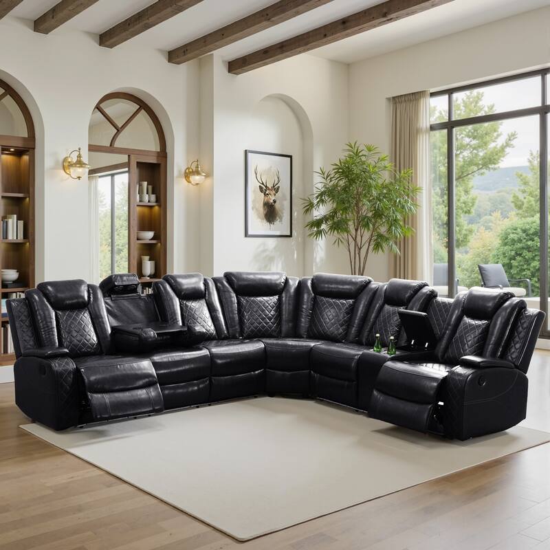 Off-White Breathing Leather 3-Piece Living Room Recliner Sofa set