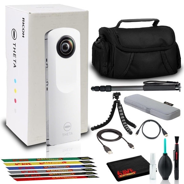Ricoh Theta m15 Spherical VR Digital Cam (White) with Tripod, Monopod, and Bag. Opens flyout.