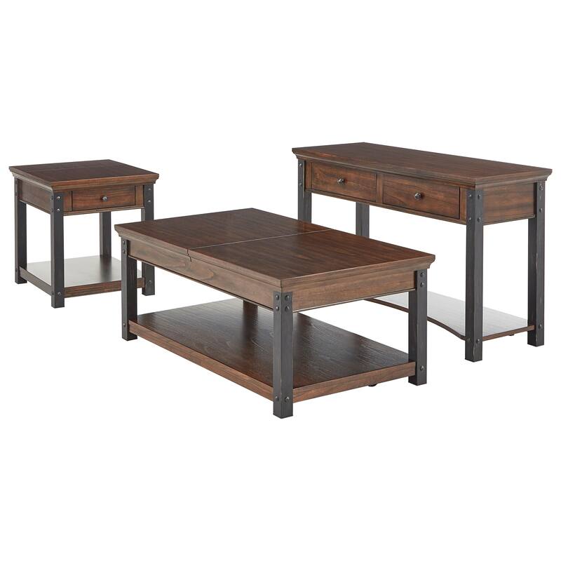 Richter Wood Finish Table Set by iNSPIRE Q Classic - Coffee Table, End Table and Sofa Table - Dark Cherry