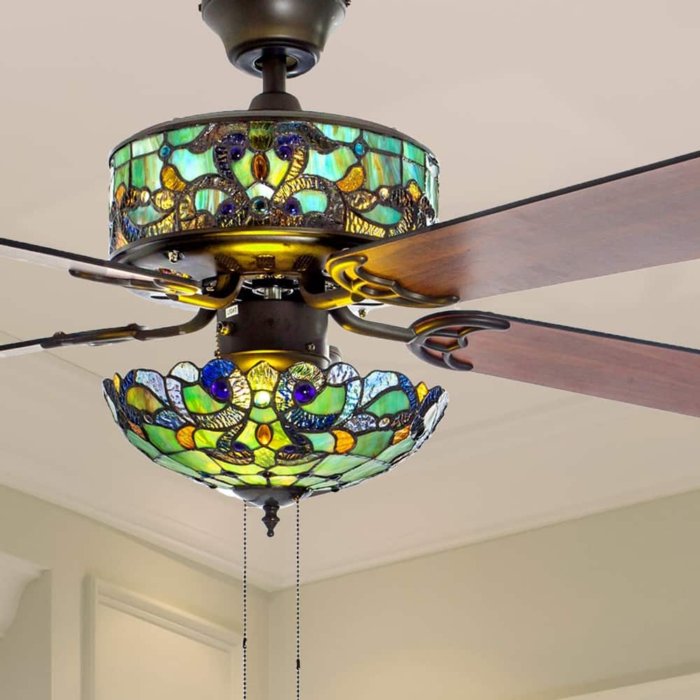 Copper Grove Guasipati 52-inch Tiffany-style Magna Carta Ceiling Fan - 52"L x 52"W x 16.5