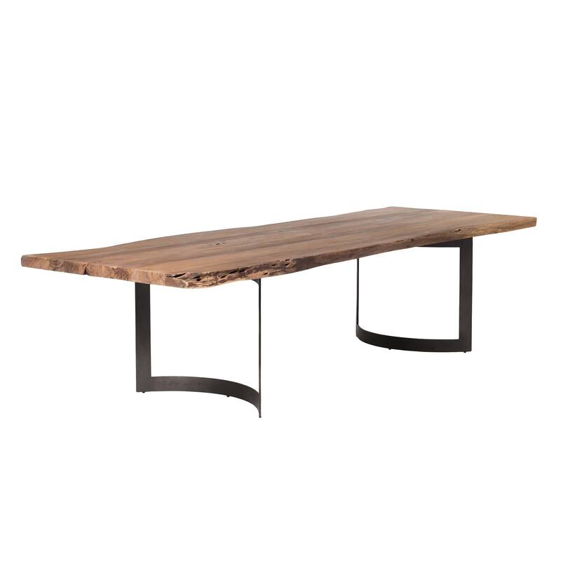 Aurelle Home Bennett Rustic Farmhouse Live Edge Dining Table - 118" Wide - Natural