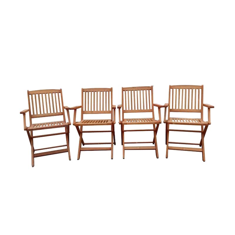 4 Piece Folding Solid Wood Kitchen Dining Chair with Backrest, Armrests for Dining Room Kitchen Living Room Bedroom Terrace
