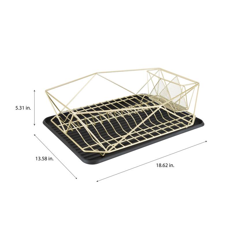 Kitchen Details Geode Dish Rack in Satin Gold - 18.6"x 13.6"x 5.3"