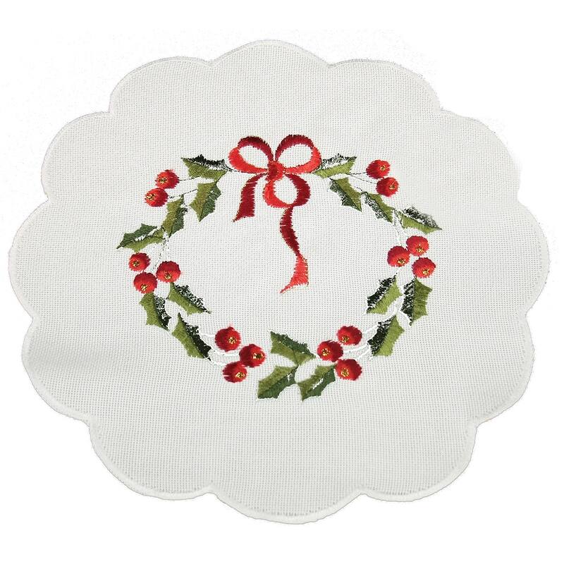 Country Wreath-12Rnd-Doilies-Set of 4-White - 12"