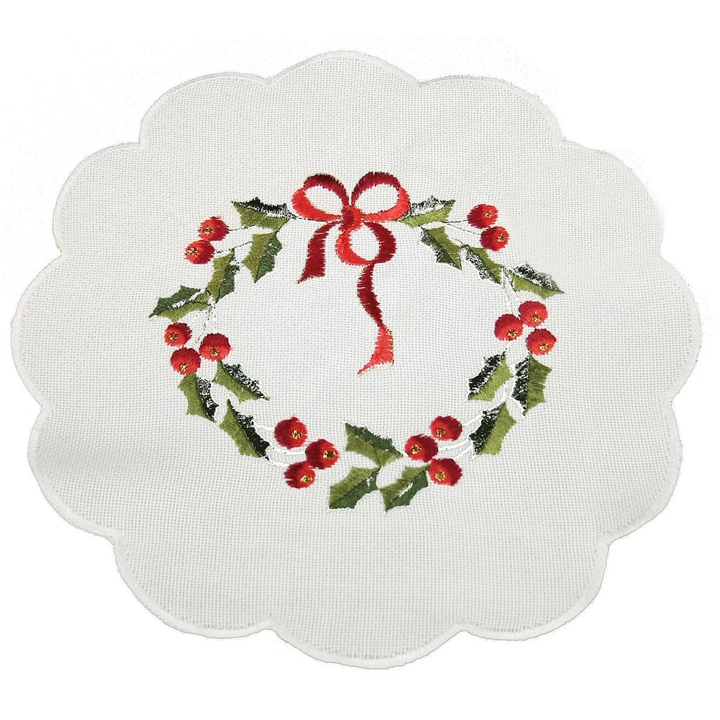 Country Wreath-12Rnd-Doilies-Set of 4-White