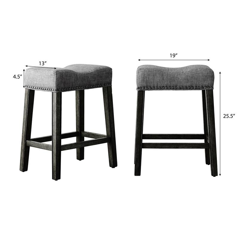 Upholstered Backless Saddle Seat Counter Stools 24" Height Set of 2
