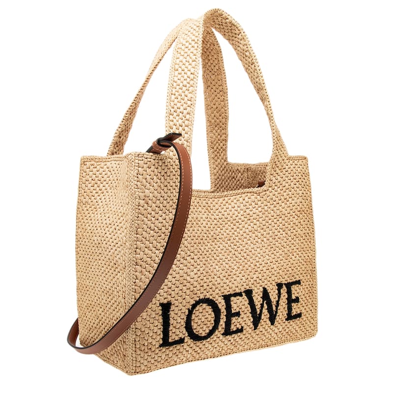 Medium Loewe Font Tote in Raffia