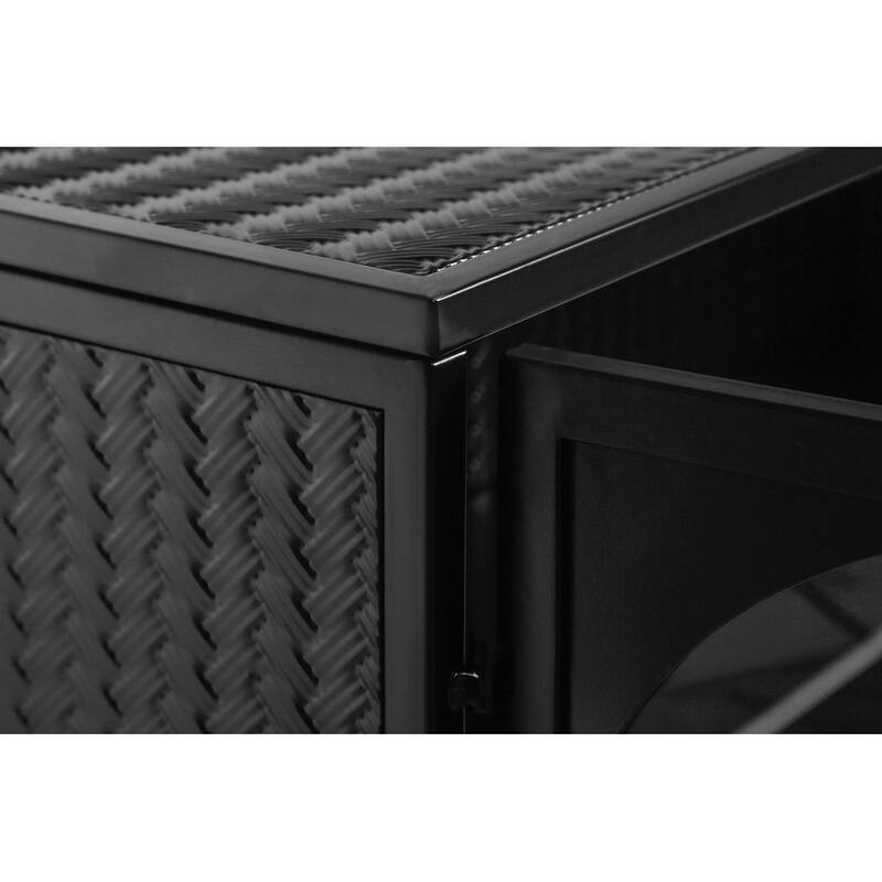 27.56" Modern Woven Pattern Glass Door Wall Cabinet - 3-Tier Storage for Living Room, Bathroom, Entryway & Dining Room