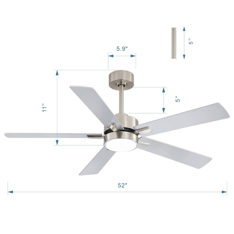 52-IN LED Ceiling Fan with Light Kit and Remote- 5 Blade