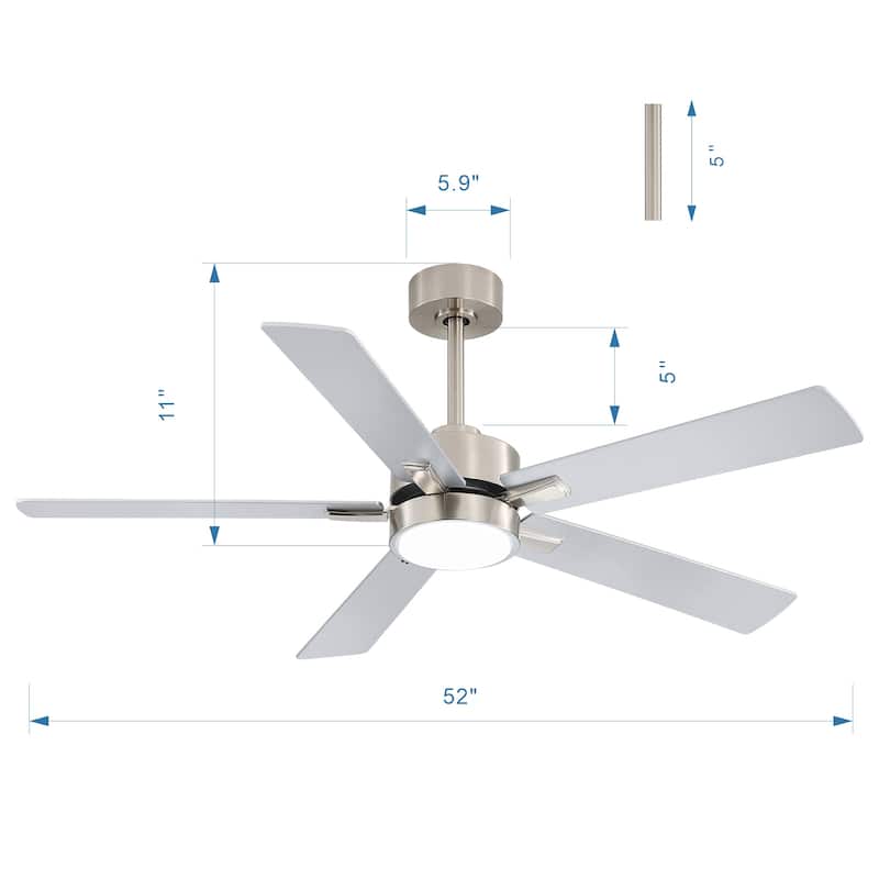 52 inch 5 Blade LED Ceiling Fan with Remote and Light Kit
