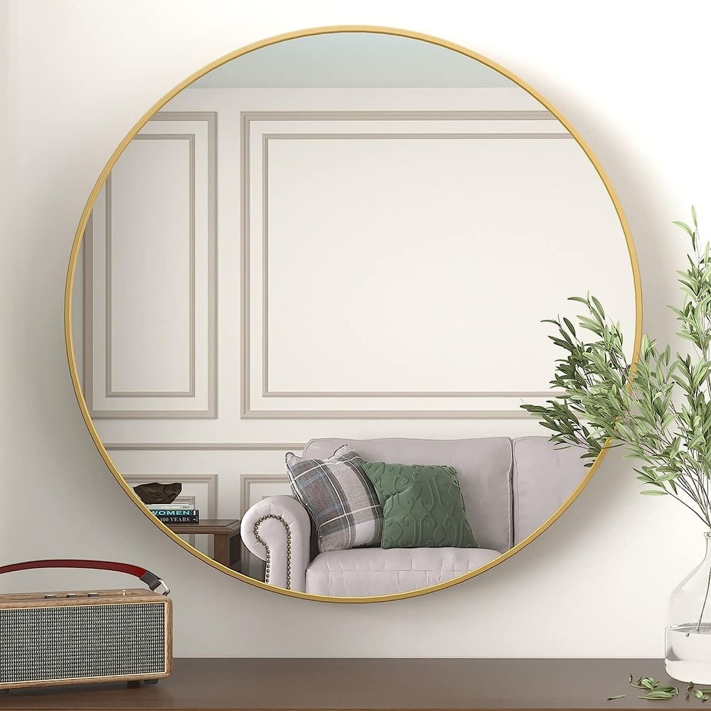 Round Wall Mirror Circle Bathroom Mirror Metal Frame for Bathroom Entryway Bedroom Living Room Wall Mounted Modern Rustic Decor