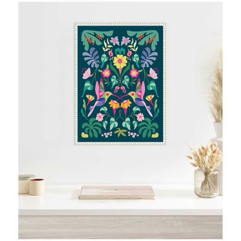 Kate and Laurel Sylvie Tropical Hummingbirds Framed Canvas by Rachel Lee