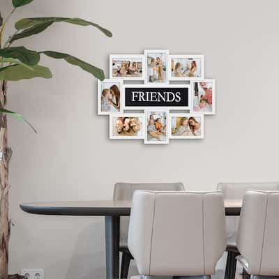 HELLO LAURA 8 Openings Gallery Style Family 4X6 Photo Frame Wall Hanging