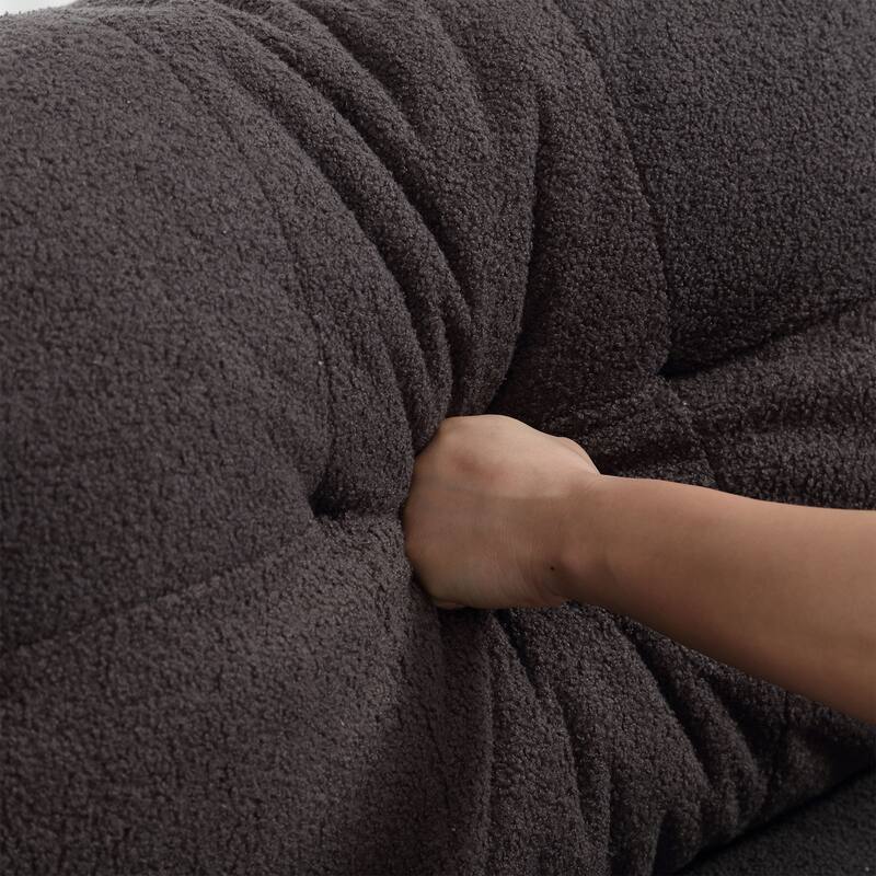 96.46'' Fabric 2 Seater Sofa Couch with Comfy Padded Design and Cloud Style, Plastic Feet, for Living Room and Apartment
