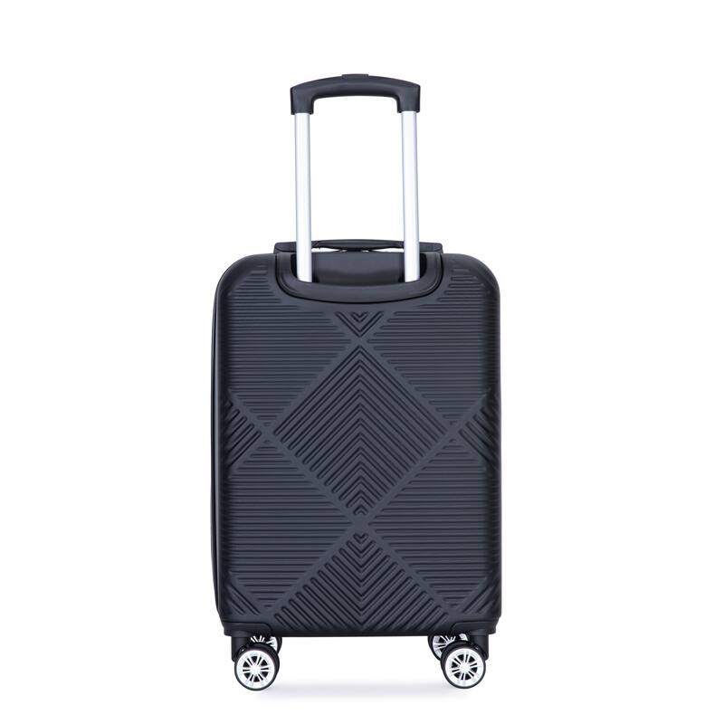 4-Piece, Modern Lightweight Luggage with Adjustable Pull Rod and 360° Airplane Wheels, for Boarding Travel, Black