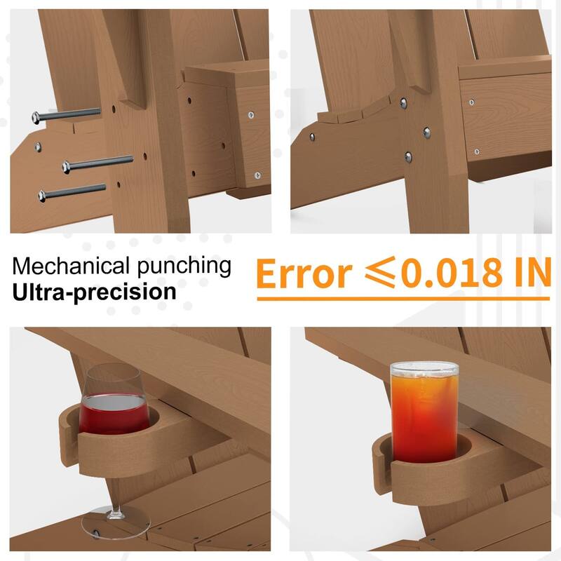 WINSOON 2-Piece All Weather HIPS Outdoor Adirondack Chair with Cup-Holder and Ottoman