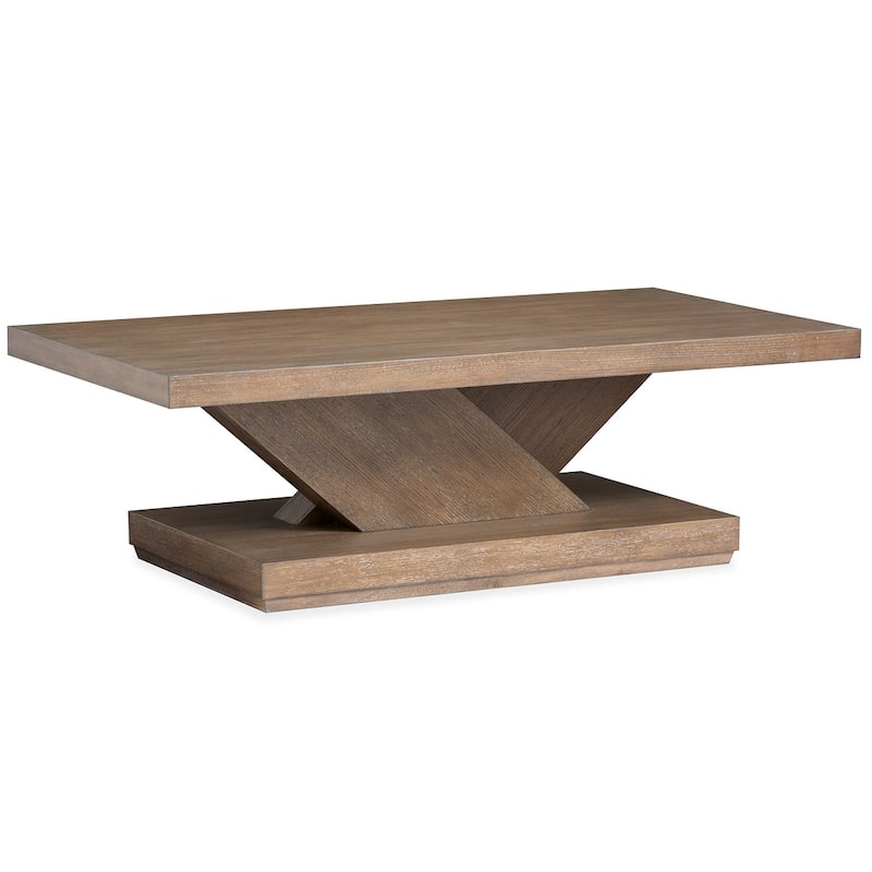 Magnussen Home Lansbury Antique Wheat Rectangular Cocktail Table with Casters - 54''W x 28''D x 17''H - 54''W x 28''D x 17''H