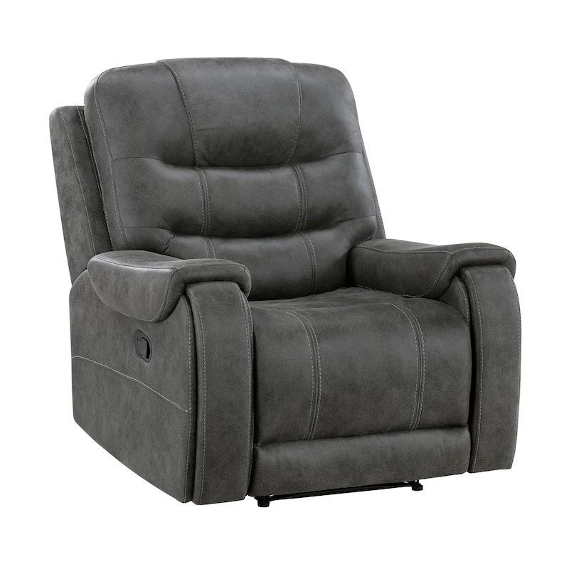 Fremont & Park Gerald 39.5" Microfiber Manual Reclining Chair with Tab Pull Motion - Dark Gray