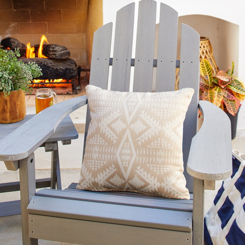 Sorra Home Sunbrella Pendleton Outdoor Knife Edge Pillow Single - 20 in H x 20 in W x 6 in D - Diamond River Sand