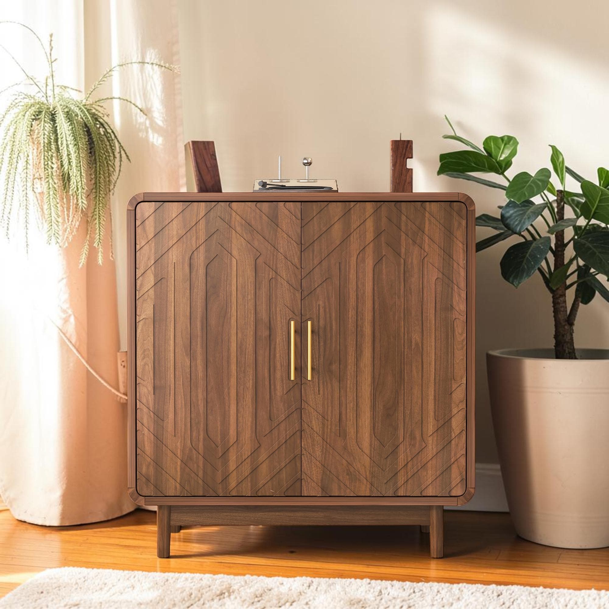 31.5-Inch Modern Sideboard Cabinet with 2 Doors, Storage Accent Cabinet with Adjustable Shelves, Wood Credenza