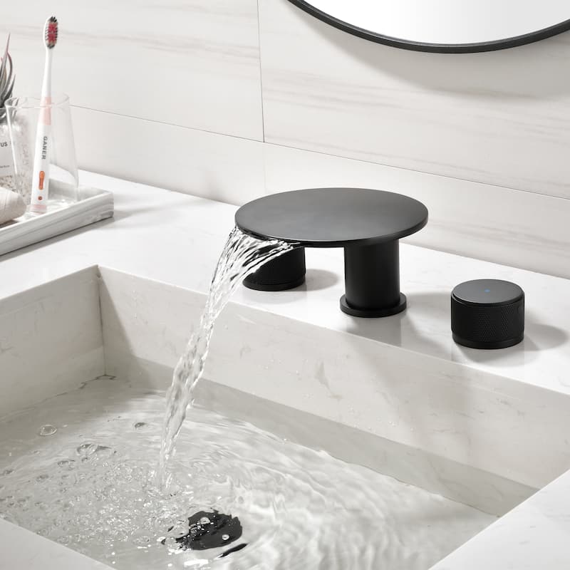Solid Brass Widespread 2-Handle Waterfall Bathroom Faucet