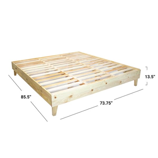 dimension image slide 5 of 30, Kotter Home Solid Wood Mid-century Modern Platform Bed